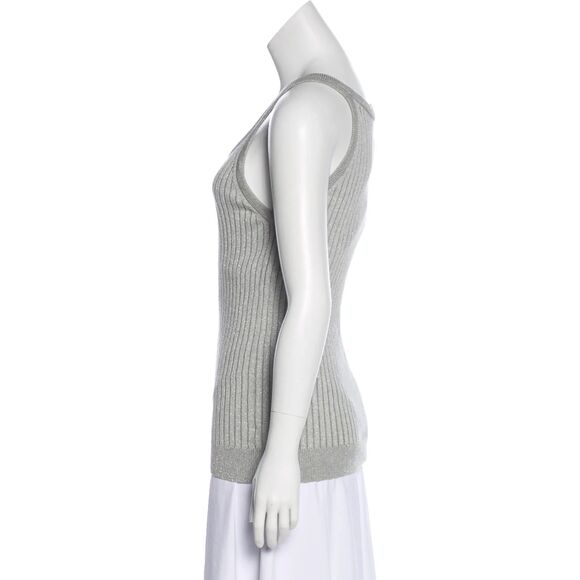 Courreges Gray Ribbed Logo Tank Top - Picture 3 of 9